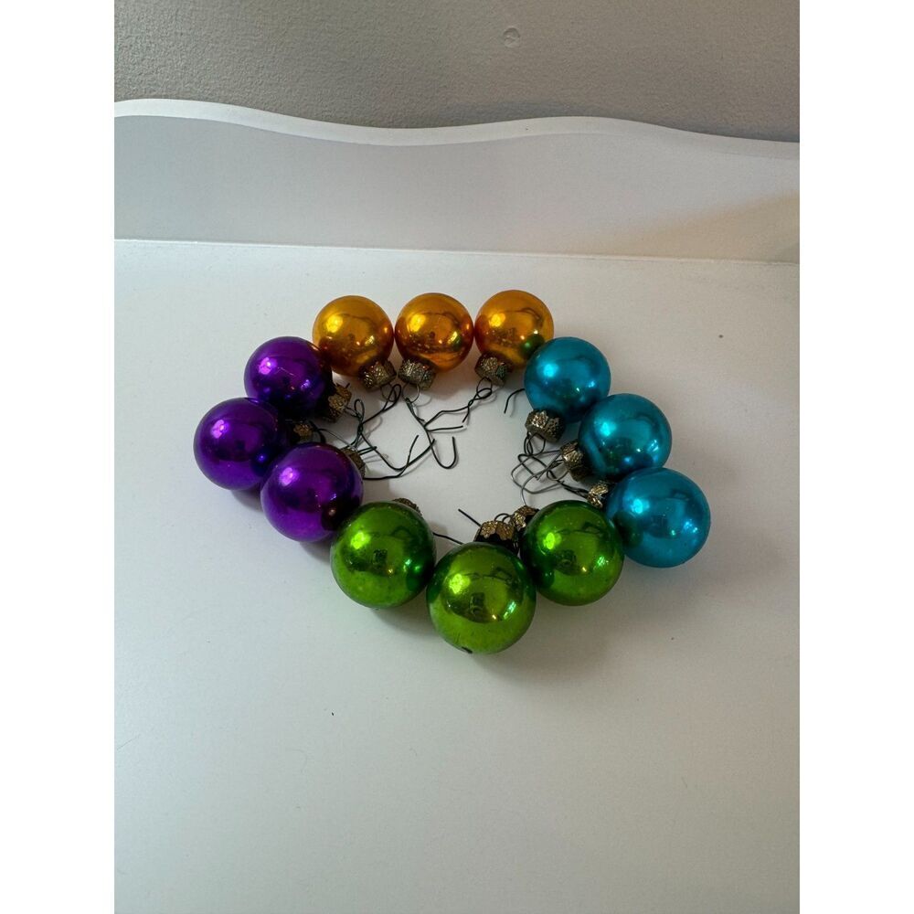 12 vintage feather tree ornaments, Christmas balls, Christmas ornaments